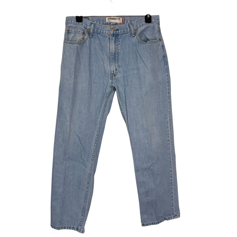 Levi's Mens 36x30 505 Straight Fit Jeans Light Wash Blue Denim‎ 100% Cotton